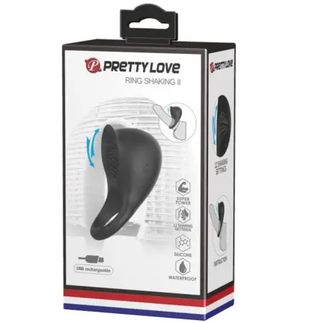 PRETTY LOVE - ANILLO VIBRADOR PARA PENE CON LENGUA NEGRO Anillos con Vibración