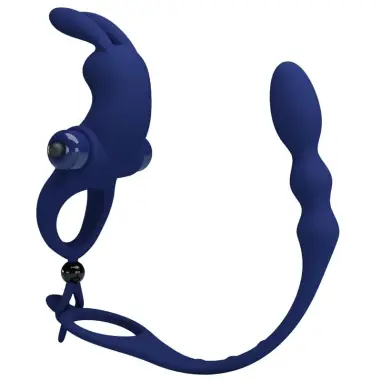 PRETTY LOVE - AYAD ANILLO VIBRADOR RABBIT CON PLUG AZUL 