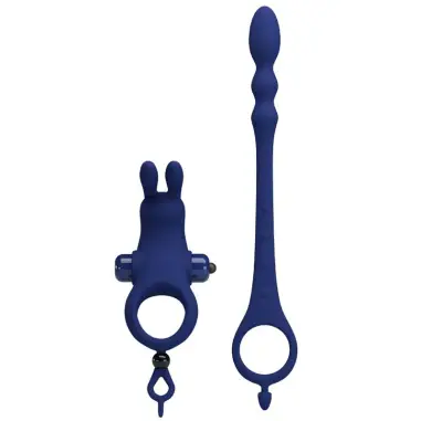 PRETTY LOVE - AYAD ANILLO VIBRADOR RABBIT CON PLUG AZUL 
