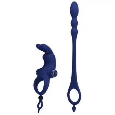 PRETTY LOVE - AYAD ANILLO VIBRADOR RABBIT CON PLUG AZUL 