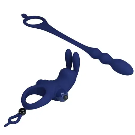 PRETTY LOVE - AYAD ANILLO VIBRADOR RABBIT CON PLUG AZUL 