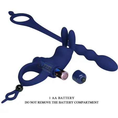 PRETTY LOVE - AYAD ANILLO VIBRADOR RABBIT CON PLUG AZUL 