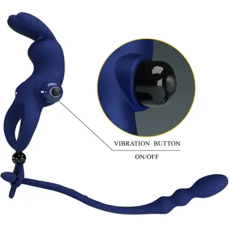 PRETTY LOVE - AYAD ANILLO VIBRADOR RABBIT CON PLUG AZUL 