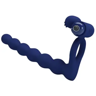 PRETTY LOVE - AJMAL ANILLO VIBRADOR CON PLUG AZUL 