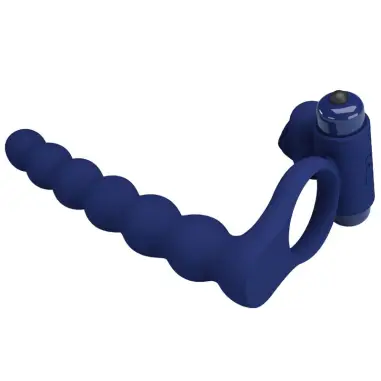 PRETTY LOVE - AJMAL ANILLO VIBRADOR CON PLUG AZUL 