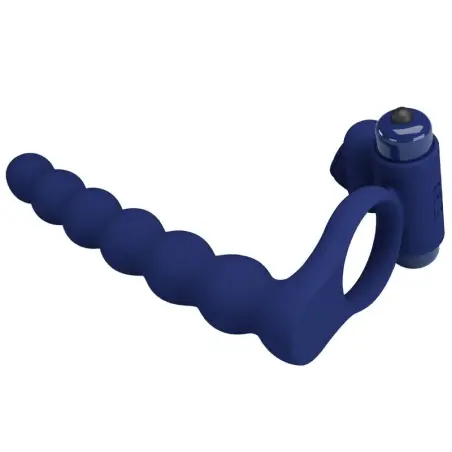 PRETTY LOVE - AJMAL ANILLO VIBRADOR CON PLUG AZUL 