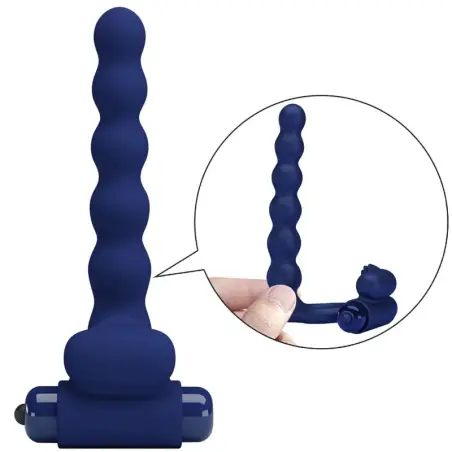 PRETTY LOVE - AJMAL ANILLO VIBRADOR CON PLUG AZUL 