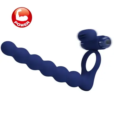 PRETTY LOVE - AJMAL ANILLO VIBRADOR CON PLUG AZUL 