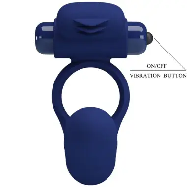 PRETTY LOVE - AJMAL ANILLO VIBRADOR CON PLUG AZUL 