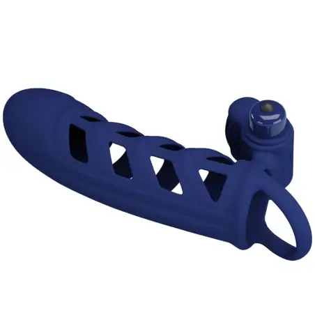 PRETTY LOVE - ALTAF ANILLO VIBRADOR CON FUNDA DE SILICONA AZUL 