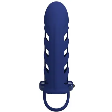 PRETTY LOVE - ALTAF ANILLO VIBRADOR CON FUNDA DE SILICONA AZUL 