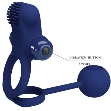 PRETTY LOVE - REMINGTON DOBLE ANILLO VIBRADOR CON PLUG AZUL 