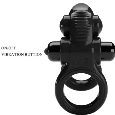 PRETTY LOVE - PASSIONATE RING DOBLE ANILLO VIBRADOR + ESTIMULADOR CLÍTORIS NEGRO Anillos con Vibración