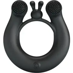 PRETTY LOVE - DAHLIA ANILLO VIBRADOR + ESTIMULADOR DE CLÍTOIS 12 VIBRACIONES NEGRO