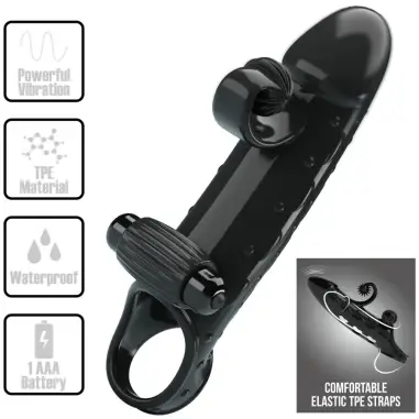 ROMANCE - FUNDA PARA PENE CON VIBRACIÓN NEGRO Fundas Pene con Extensión