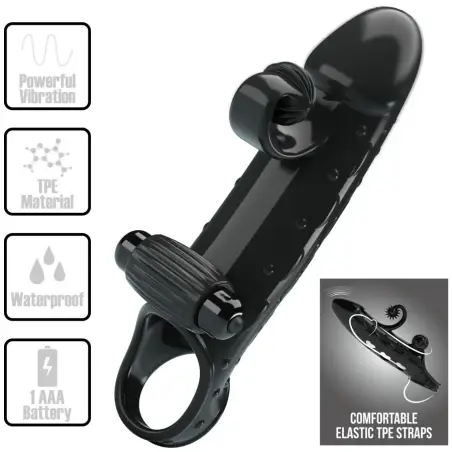 ROMANCE - FUNDA PARA PENE CON VIBRACIÓN NEGRO Fundas Pene con Extensión