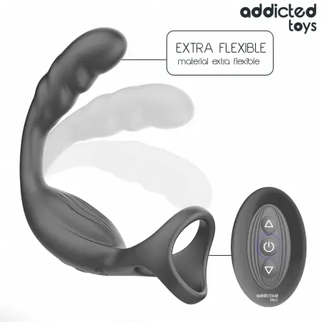 ADDICTED TOYS - ANILLO DOBLE VIBRADOR PROSTÁTICO CONTROL REMOTO 