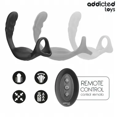 ADDICTED TOYS - ANILLO DOBLE VIBRADOR PROSTÁTICO CONTROL REMOTO 