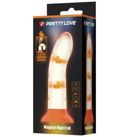 PRETTY LOVE - MAGICAL NIGHTFALL DILDO SIN VIBRACIÓN LUMINOSO NARANJA Dildos sin Vibración
