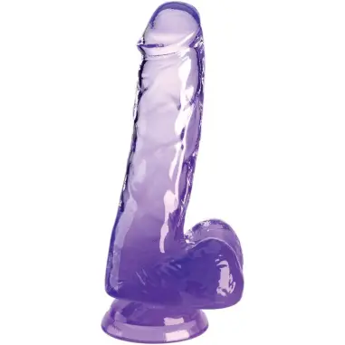 KING COCK - CLEAR PENE REALÍSTICO CON TESTÍCULOS 13.5 CM MORADO Dildos para Arneses