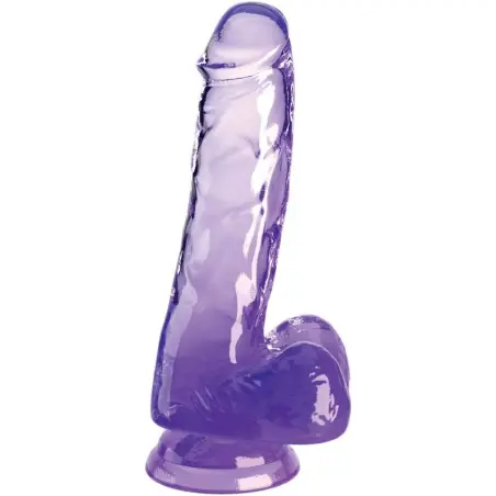 KING COCK - CLEAR PENE REALÍSTICO CON TESTÍCULOS 13.5 CM MORADO Dildos para Arneses