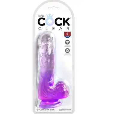 KING COCK - CLEAR PENE REALÍSTICO CON TESTÍCULOS 13.5 CM MORADO Dildos para Arneses