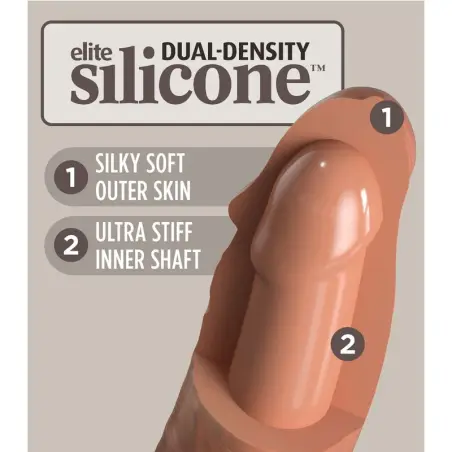 KING COCK - ÉLITE DILDO REALÍSTICO SILICONA 17.8 CM CARAMELO Penes realísticos