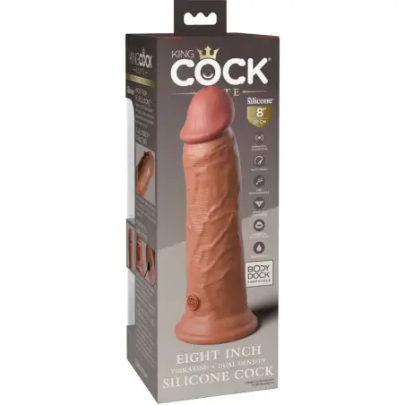 KING COCK - ÉLITE DILDO REALÍSTICO VIBRADOR & SILICONA 20.3 CM CARAMELO Penes realísticos