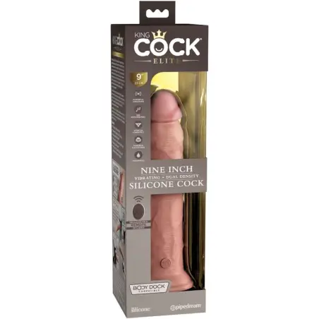 KING COCK - ÉLITE DILDO REALÍSTICO VIBRADOR & SILICONA CONTROL REMOTO 23 CM Penes realísticos