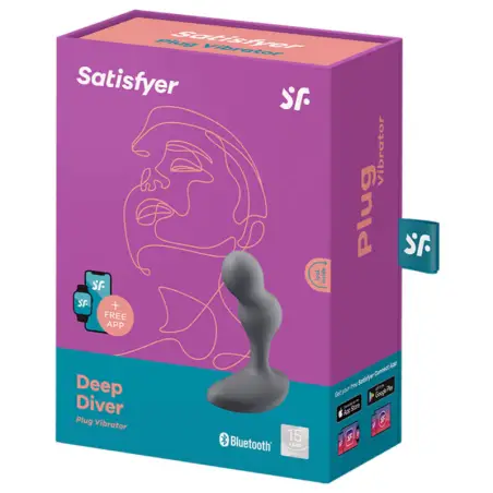 SATISFYER - DEEP DIVER PLUG VIBRADOR APP GRIS 