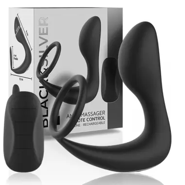BLACK&SILVER - MASAJEADOR ANAL CONTROL REMOTO SILICONA RECARGABLE NEGRO 