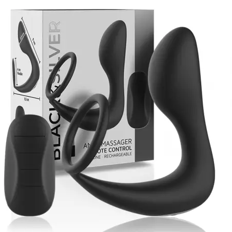 BLACK&SILVER - MASAJEADOR ANAL CONTROL REMOTO SILICONA RECARGABLE NEGRO 
