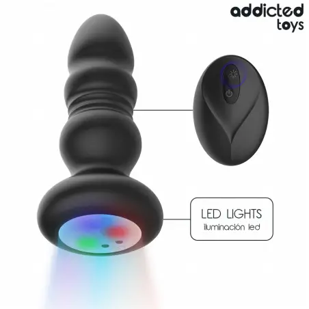 ADDICTED TOYS - PLUG ANAL VIBRADOR THRUSTING Y LUZ LED CONTROL REMOTO 