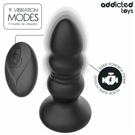 ADDICTED TOYS - PLUG ANAL VIBRADOR THRUSTING Y LUZ LED CONTROL REMOTO 