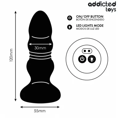 ADDICTED TOYS - PLUG ANAL VIBRADOR THRUSTING Y LUZ LED CONTROL REMOTO 