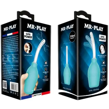MR PLAY - PERA ANAL DUCHA DE GOMA AZUL 