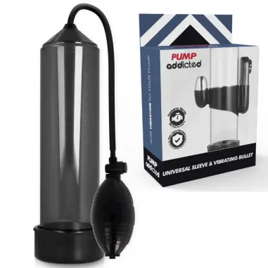 PUMP ADDICTED - BOMBA ERECCIÓN RX3 NEGRO CON VIBRADOR Bomba Alargadora Pene