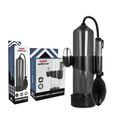 PUMP ADDICTED - BOMBA ERECCIÓN RX3 NEGRO CON VIBRADOR Bomba Alargadora Pene