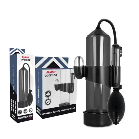PUMP ADDICTED - BOMBA ERECCIÓN RX3 NEGRO CON VIBRADOR Bomba Alargadora Pene