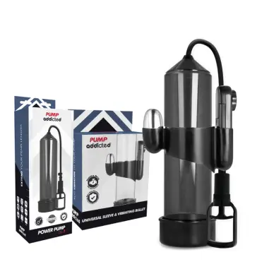 PUMP ADDICTED - BOMBA ERECCIÓN RX7 NEGRO CON VIBRADOR Bomba Alargadora Pene