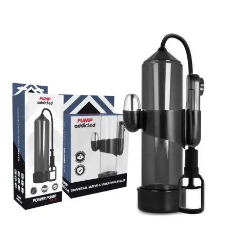 PUMP ADDICTED - BOMBA ERECCIÓN RX7 NEGRO CON VIBRADOR Bomba Alargadora Pene