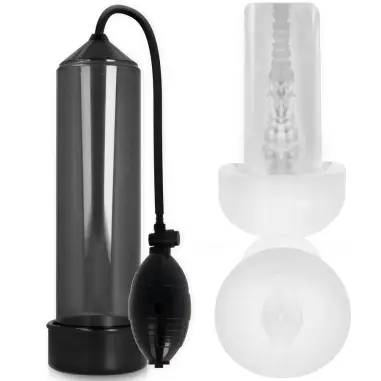 PUMP ADDICTED - RX3 BOMBA ERECCIÓN NEGRO CON MASTURBADOR Bomba Alargadora Pene