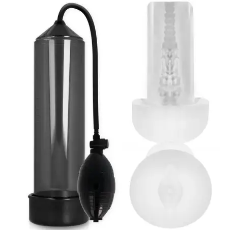 PUMP ADDICTED - RX3 BOMBA ERECCIÓN NEGRO CON MASTURBADOR Bomba Alargadora Pene