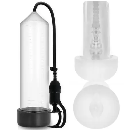 PUMP ADDICTED - BOMBA ERECCIÓN RX5 TRANSPARENTE CON MASTURBADOR Bomba Alargadora Pene