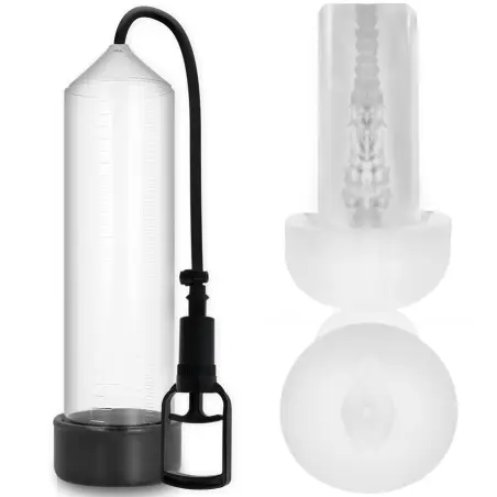 PUMP ADDICTED - BOMBA ERECCIÓN RX7 TRANSPARENTE CON MASTURBADOR Bomba Alargadora Pene