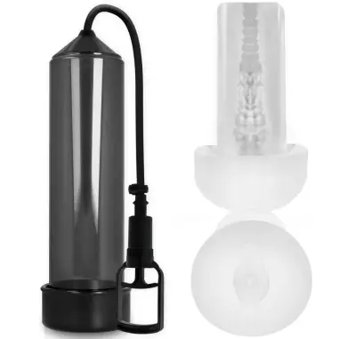 PUMP ADDICTED - BOMBA ERECCIÓN RX7 NEGRO CON MASTURBADOR Bomba Alargadora Pene