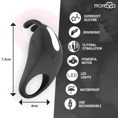 MORESSA - BRAD PREMIUM SILICONE RECARGABLE NEGRO Anillos con Vibración