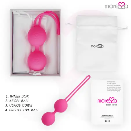 MORESSA - OSIAN THREE ENTRENAMIENTO SUELO PELVICO 85 gr PREMIUM SILICONA ROSA Bolas Silicona