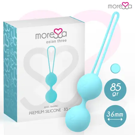 MORESSA - OSIAN THREE ENTRENAMIENTO SUELO PELVICO 85 gr PREMIUM SILICONA TURQUESA Bolas Silicona
