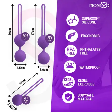 MORESSA - OSIAN SET Osian One 51 Gr / Osian Two 101 Gr / Osian Three 85 gr PREMIUM SILICONA LILA 